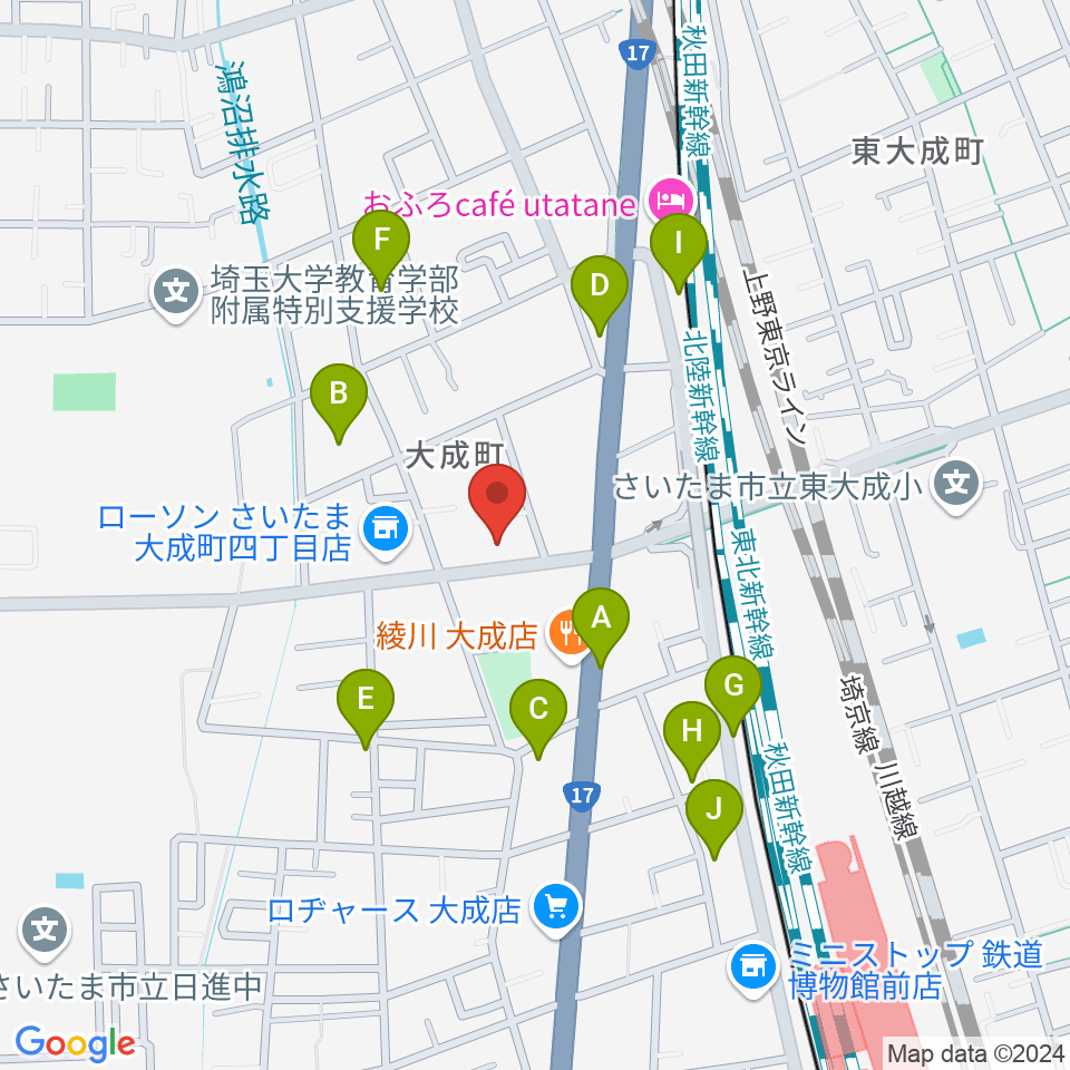 ユニオン楽器ピアノパワーセンターさいたま店周辺の駐車場・コインパーキング一覧地図