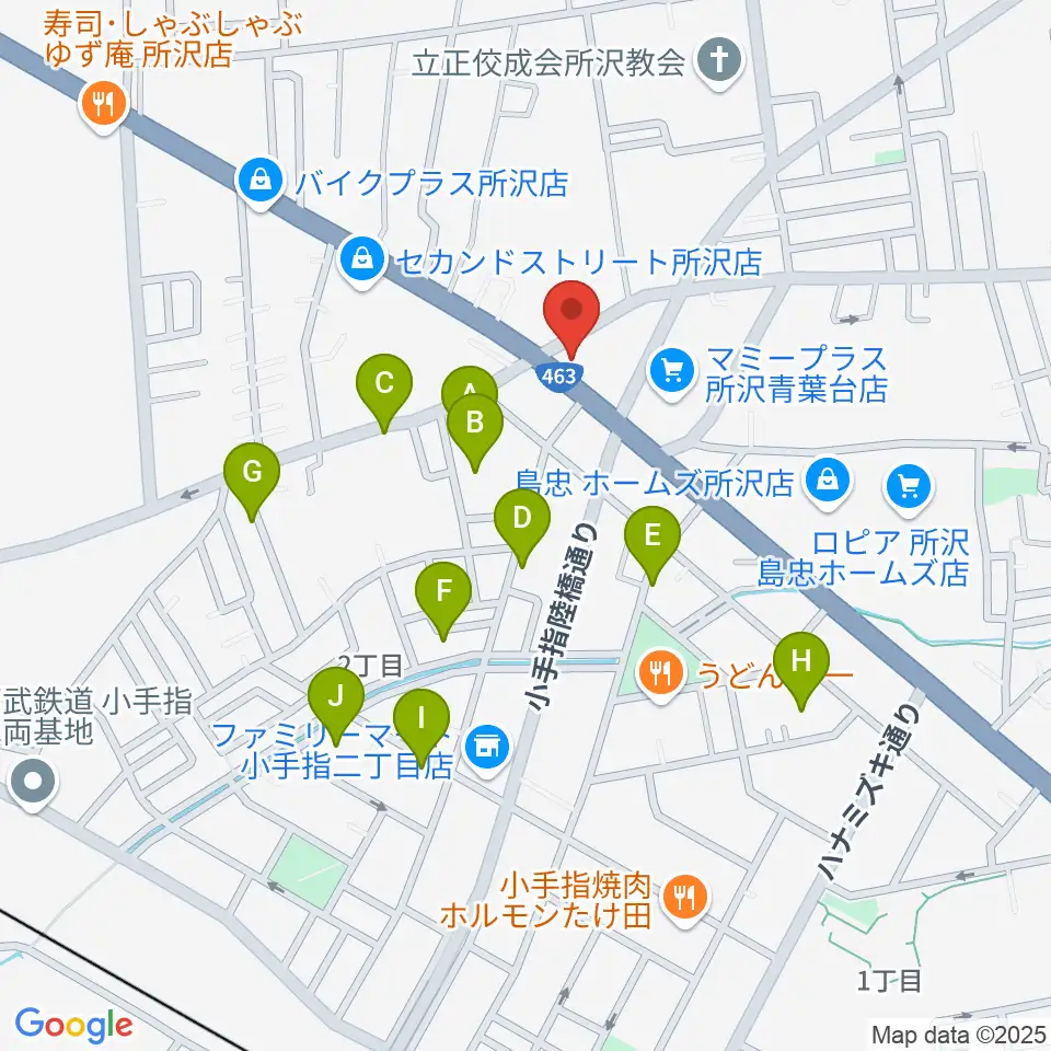 ピアノパワーセンター所沢店周辺の駐車場・コインパーキング一覧地図
