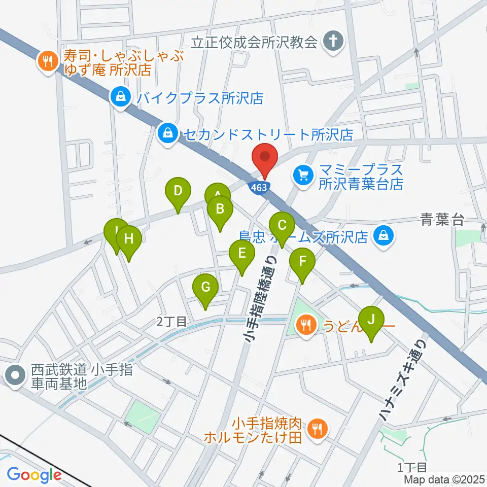 ピアノパワーセンター所沢店周辺の駐車場・コインパーキング一覧地図