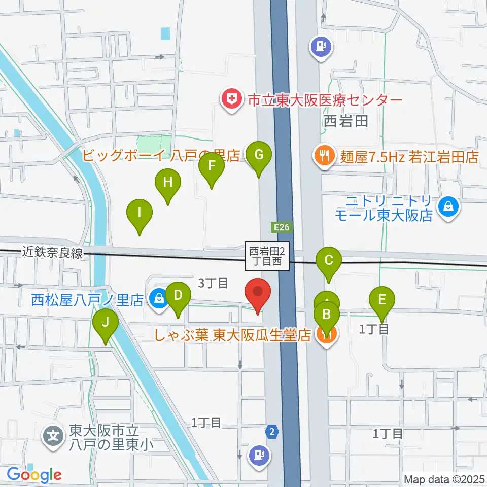 小阪楽器店 八戸ノ里店周辺の駐車場・コインパーキング一覧地図