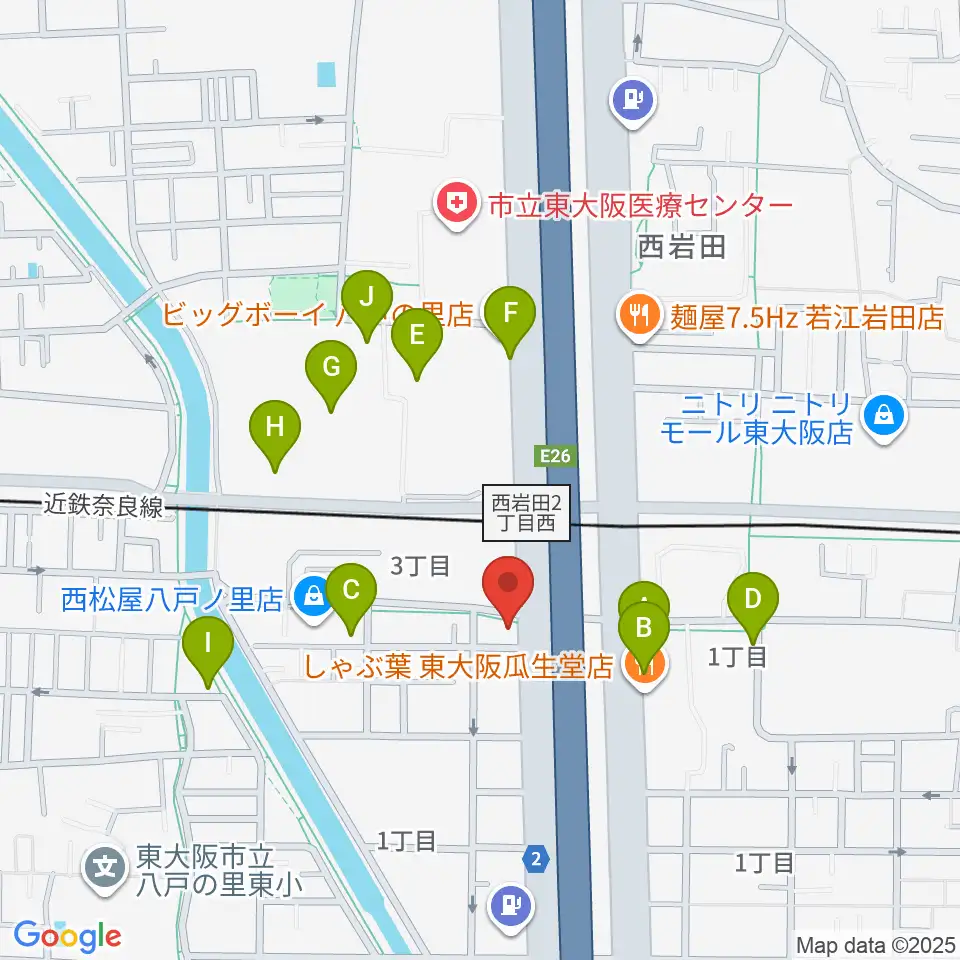 小阪楽器店 八戸ノ里店周辺の駐車場・コインパーキング一覧地図