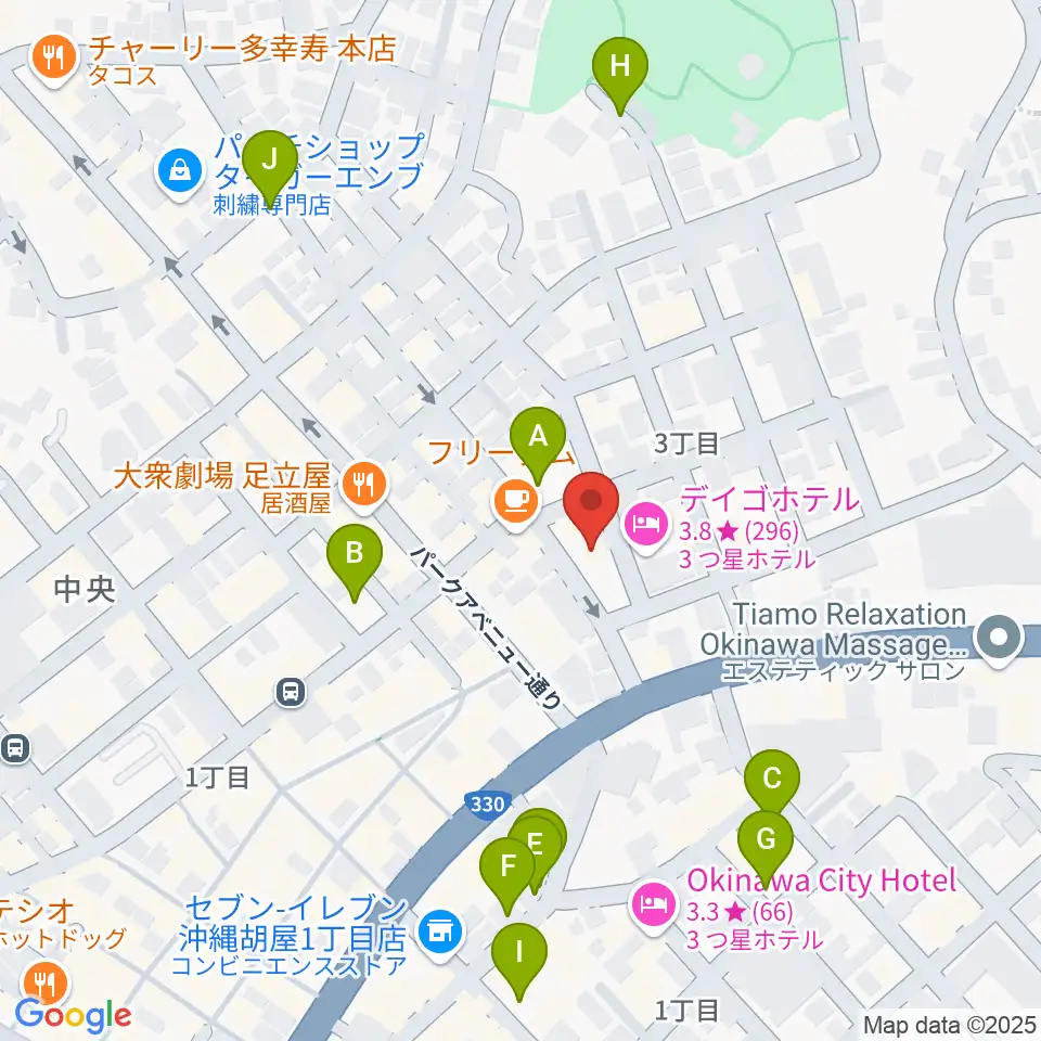 照屋林助三線店周辺の駐車場・コインパーキング一覧地図