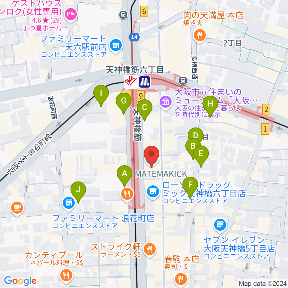 フィス音楽教室（天六教室）周辺の駐車場・コインパーキング一覧地図