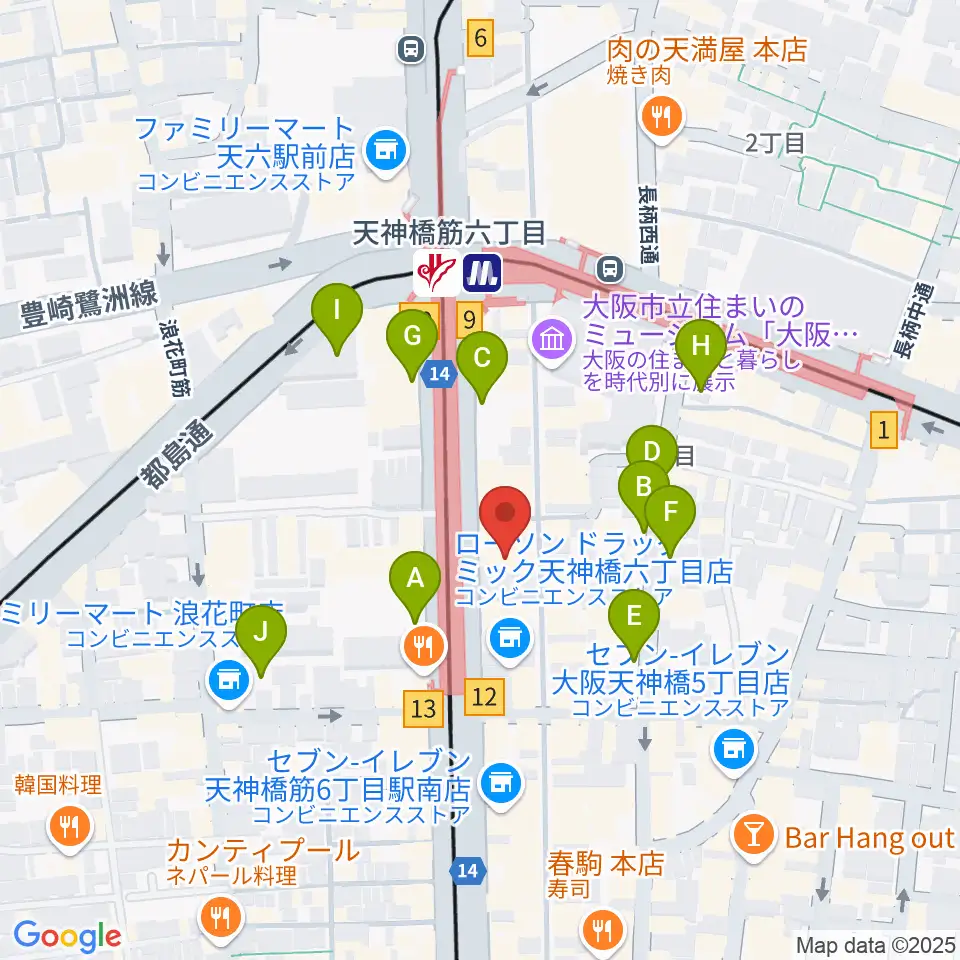 フィス音楽教室（天六教室）周辺の駐車場・コインパーキング一覧地図