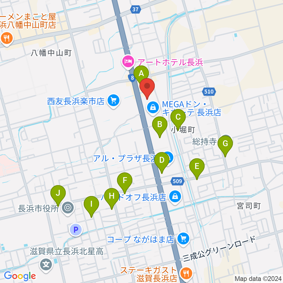 奏音（かのん）長浜教室周辺の駐車場・コインパーキング一覧地図