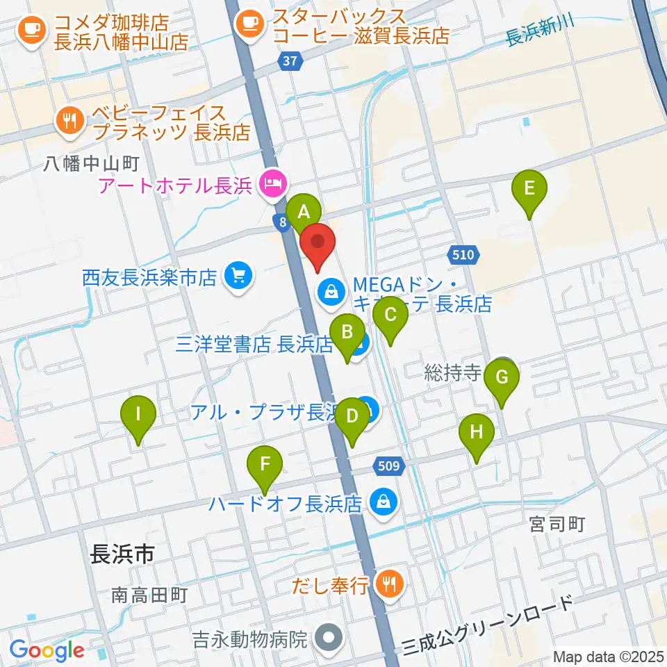 奏音（かのん）長浜教室周辺の駐車場・コインパーキング一覧地図