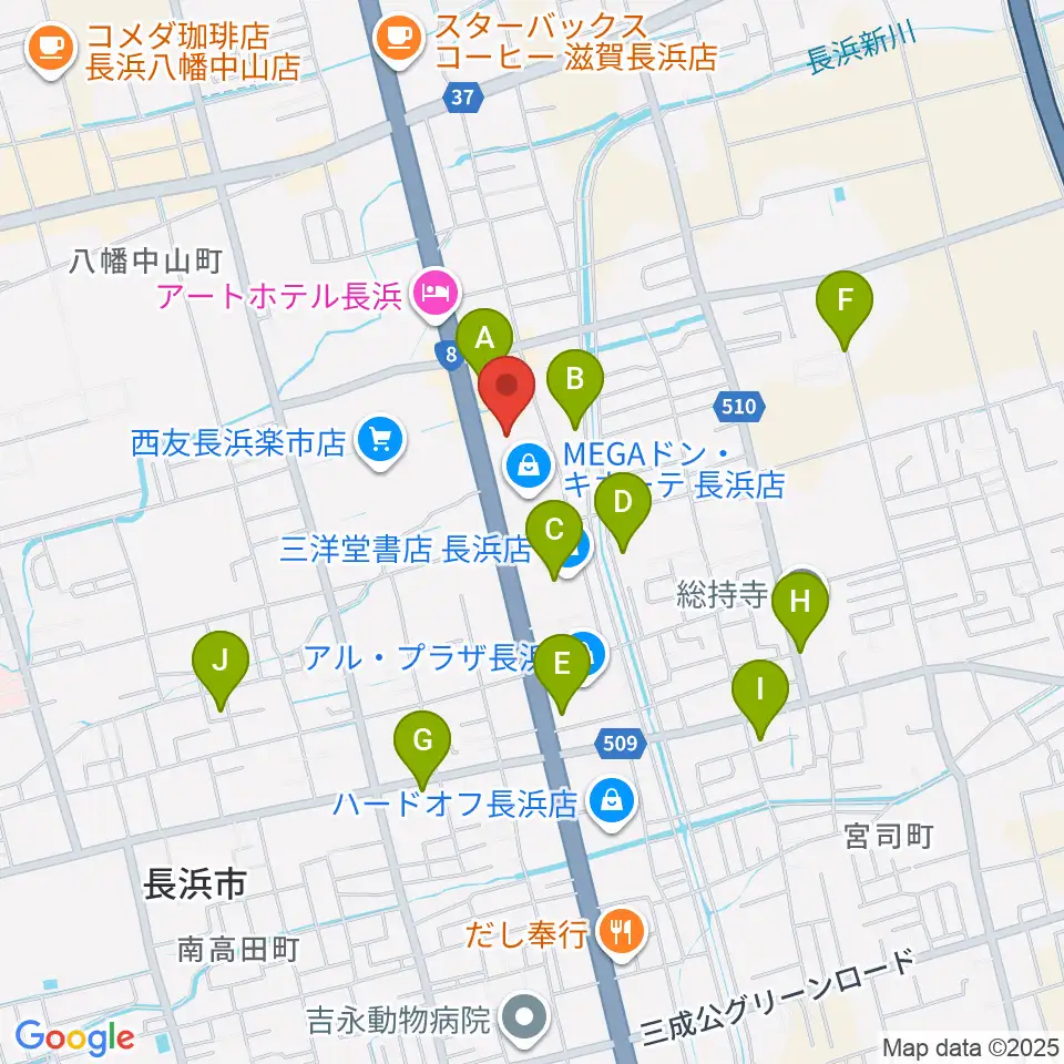 奏音（かのん）長浜教室周辺の駐車場・コインパーキング一覧地図