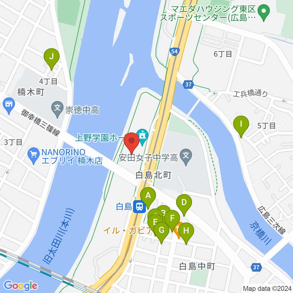 上野学園ホール周辺の駐車場・コインパーキング一覧地図