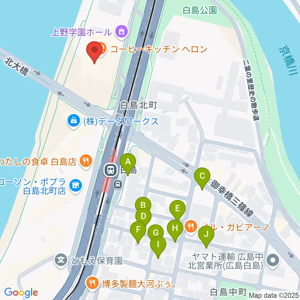 上野学園ホール周辺の駐車場・コインパーキング一覧地図