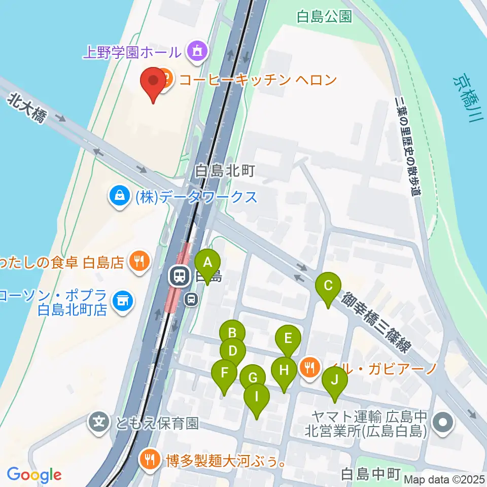 上野学園ホール周辺の駐車場・コインパーキング一覧地図
