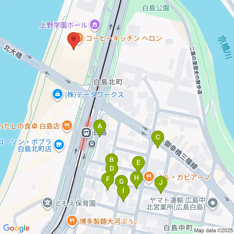 上野学園ホール周辺の駐車場・コインパーキング一覧地図