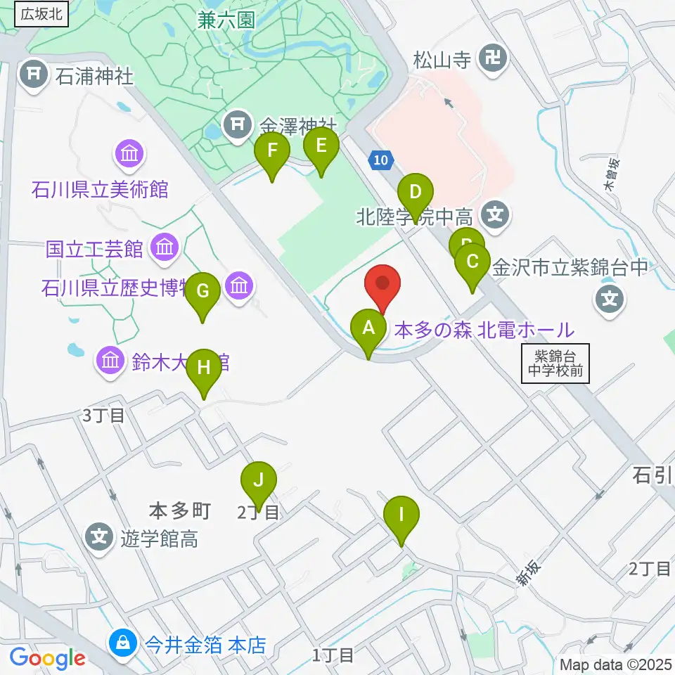 本多の森北電ホール周辺の駐車場・コインパーキング一覧地図