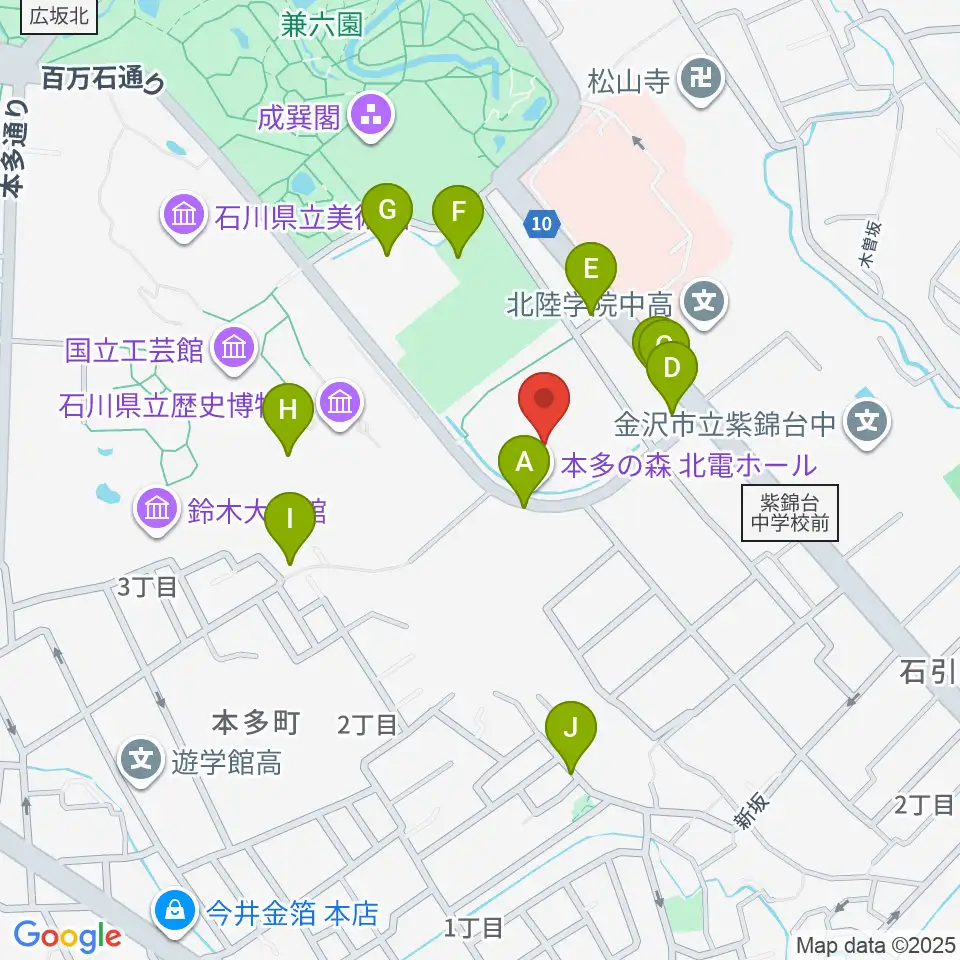 本多の森北電ホール周辺の駐車場・コインパーキング一覧地図