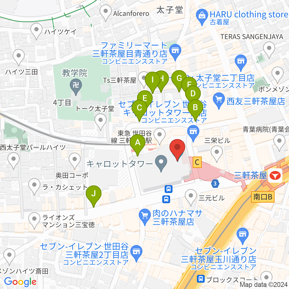 世田谷パブリックシアター周辺の駐車場・コインパーキング一覧地図