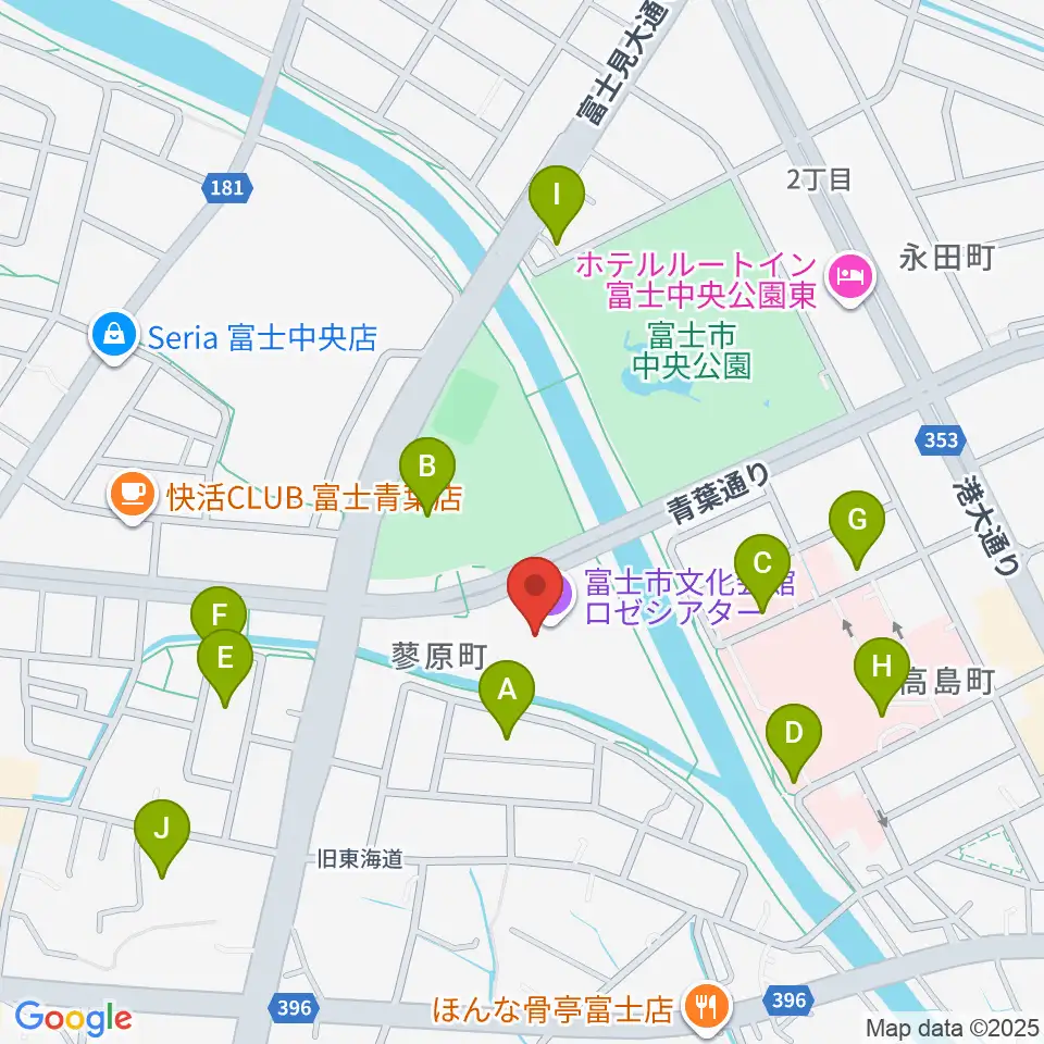 富士市文化会館ロゼシアター周辺の駐車場・コインパーキング一覧地図