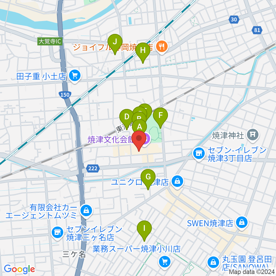 焼津文化会館 周辺の駐車場 コインパーキング一覧マップ