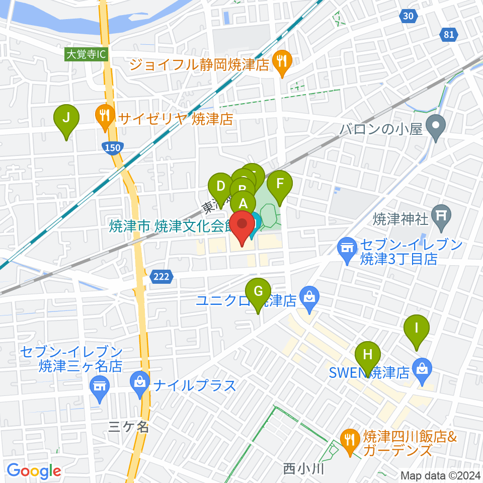 焼津文化会館周辺の駐車場・コインパーキング一覧地図