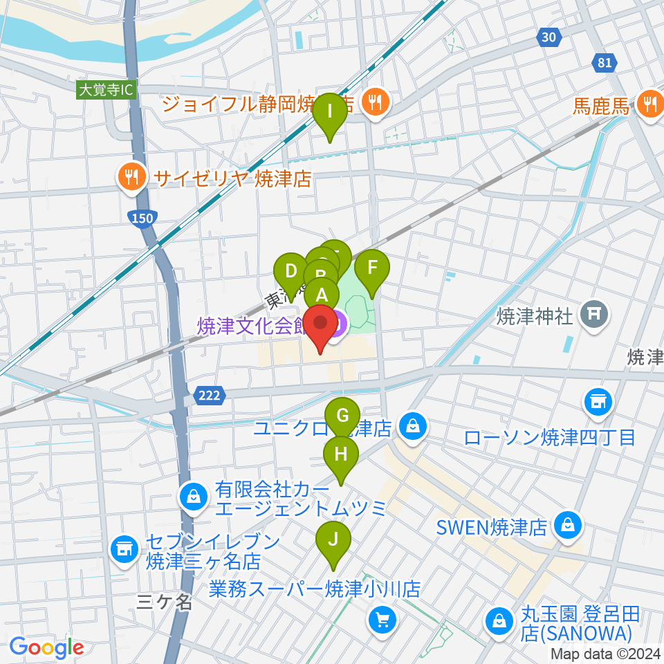 焼津文化会館周辺の駐車場・コインパーキング一覧地図