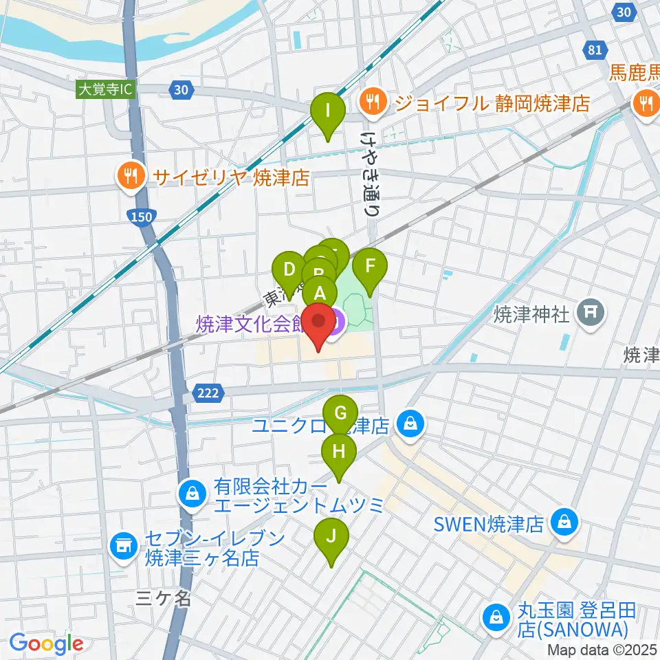 焼津文化会館周辺の駐車場・コインパーキング一覧地図