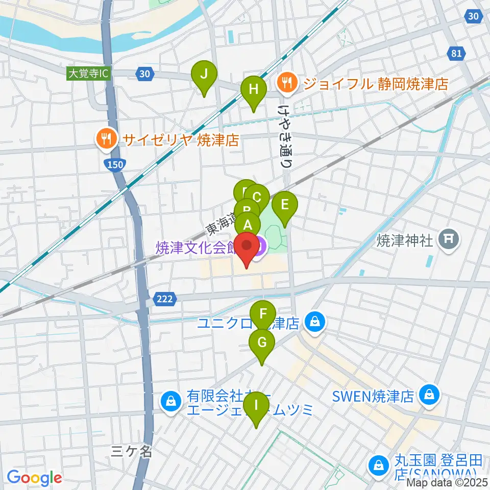 焼津文化会館周辺の駐車場・コインパーキング一覧地図