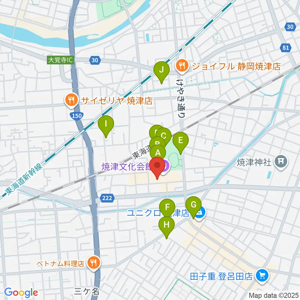焼津文化会館周辺の駐車場・コインパーキング一覧地図