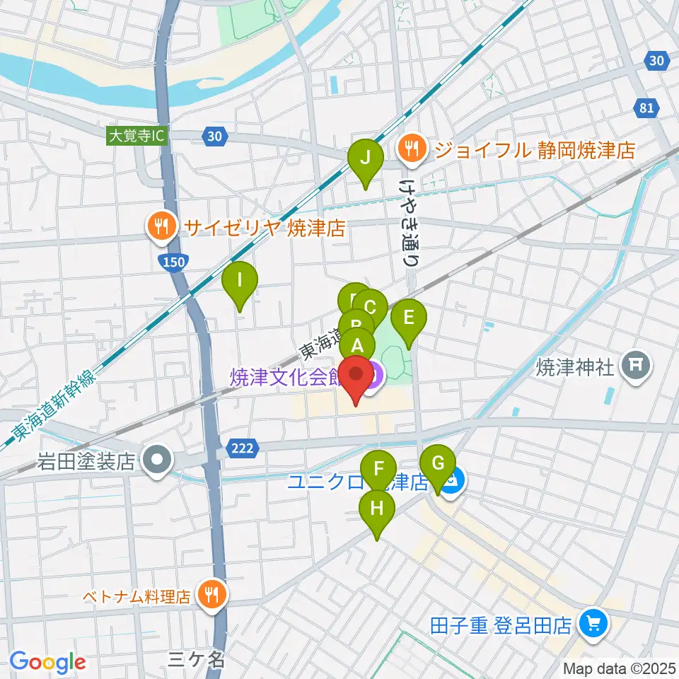 焼津文化会館周辺の駐車場・コインパーキング一覧地図