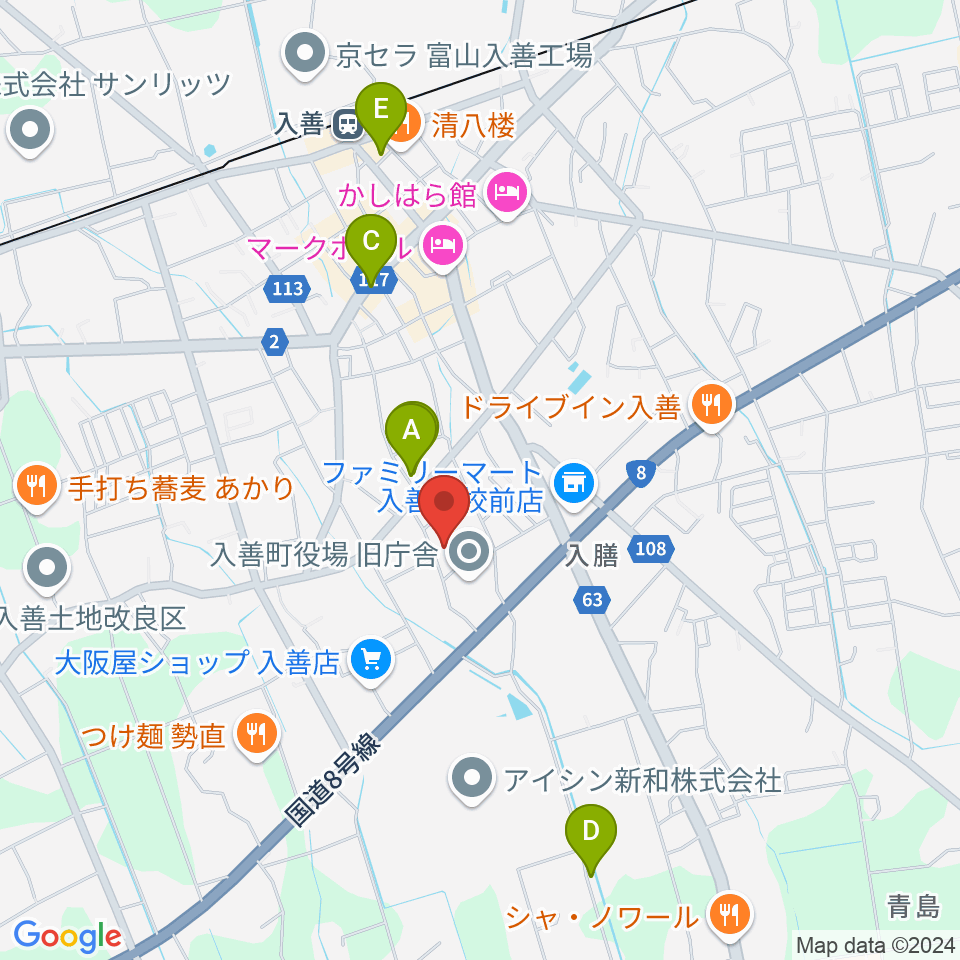 入善町民会館コスモホール周辺の駐車場・コインパーキング一覧地図