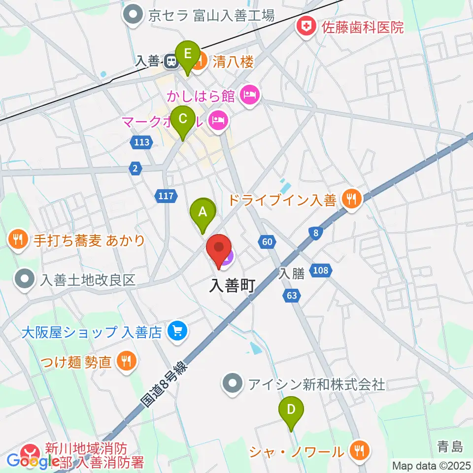 入善町民会館コスモホール周辺の駐車場・コインパーキング一覧地図