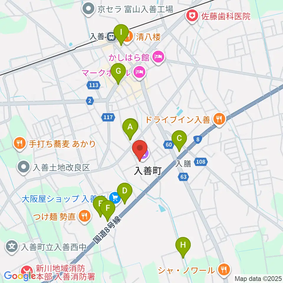 入善町民会館コスモホール周辺の駐車場・コインパーキング一覧地図