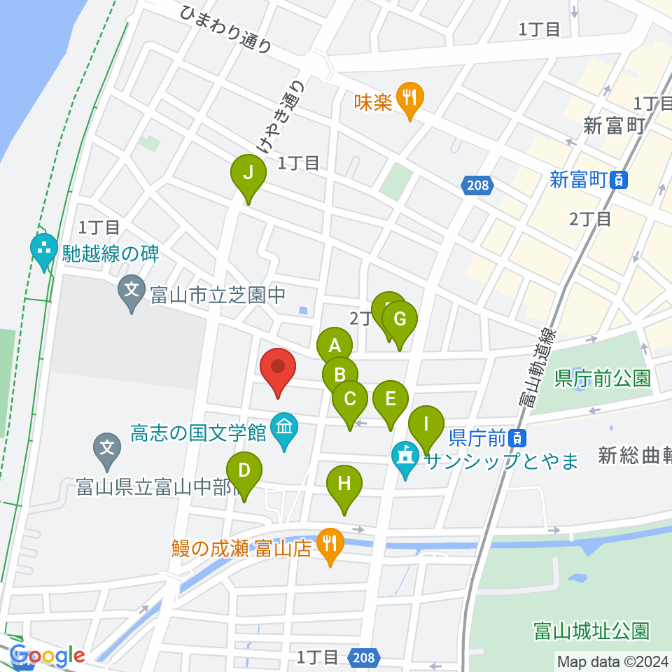 富山県教育文化会館周辺の駐車場・コインパーキング一覧地図