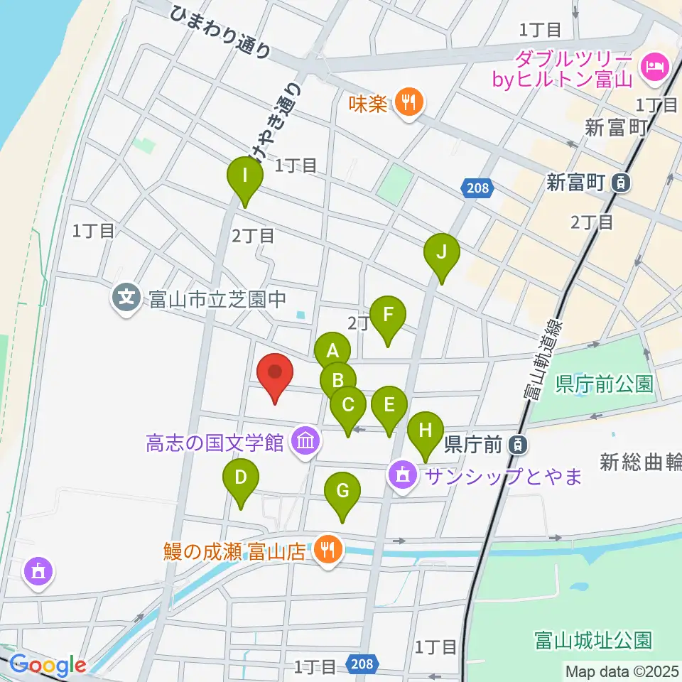 富山県教育文化会館周辺の駐車場・コインパーキング一覧地図