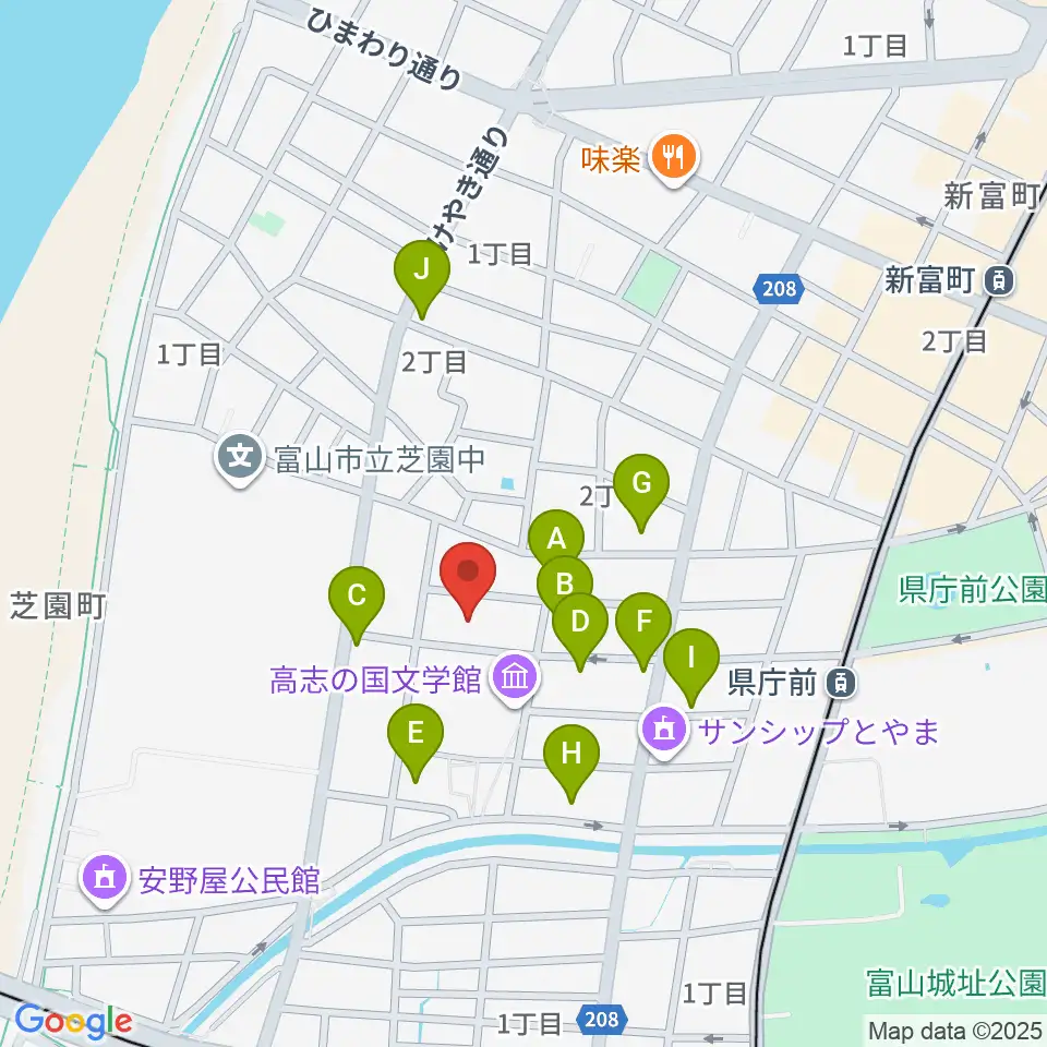 富山県教育文化会館周辺の駐車場・コインパーキング一覧地図
