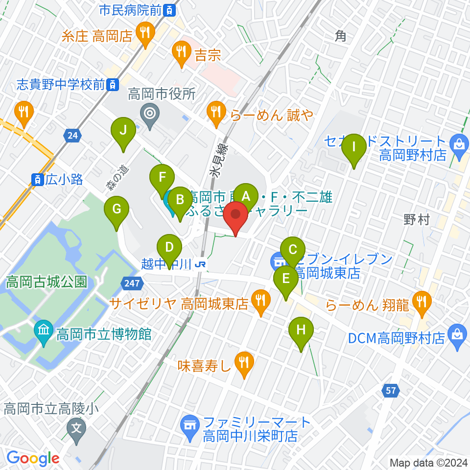 富山県高岡文化ホール周辺の駐車場・コインパーキング一覧地図