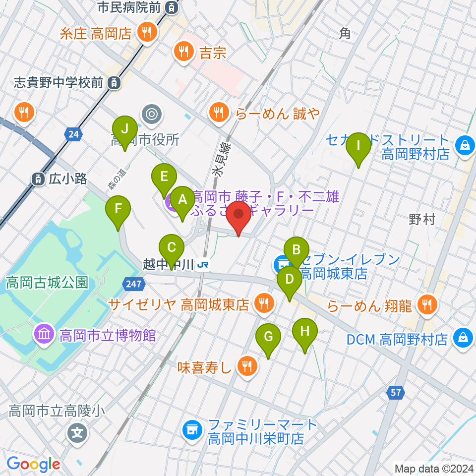 富山県高岡文化ホール周辺の駐車場・コインパーキング一覧地図