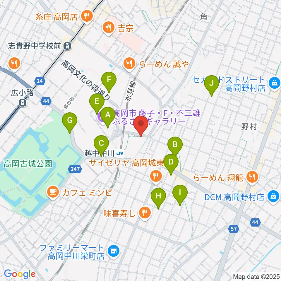 富山県高岡文化ホール周辺の駐車場・コインパーキング一覧地図