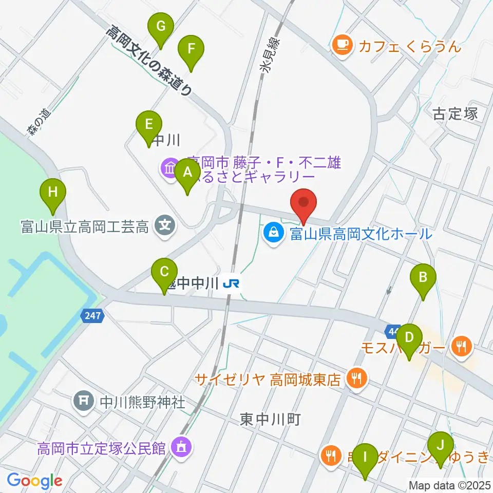 富山県高岡文化ホール周辺の駐車場・コインパーキング一覧地図