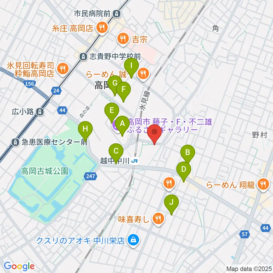富山県高岡文化ホール周辺の駐車場・コインパーキング一覧地図