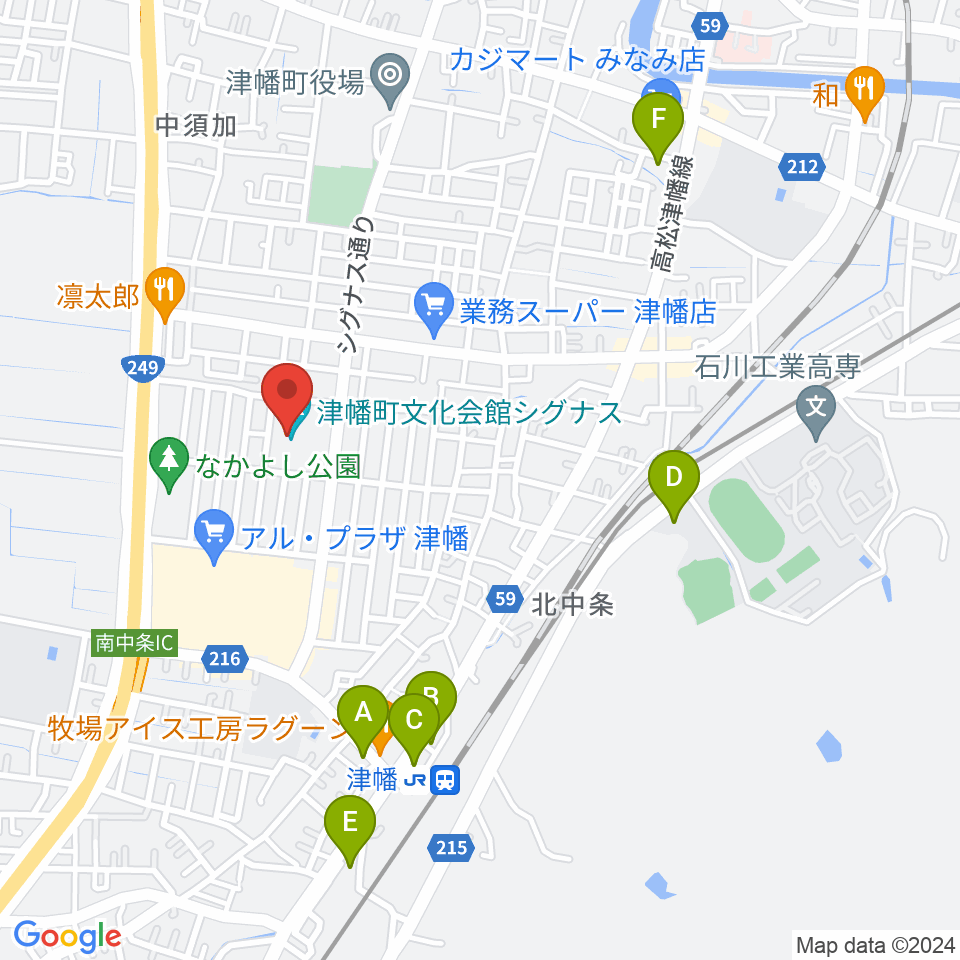 津幡町文化会館 シグナス周辺の駐車場・コインパーキング一覧地図