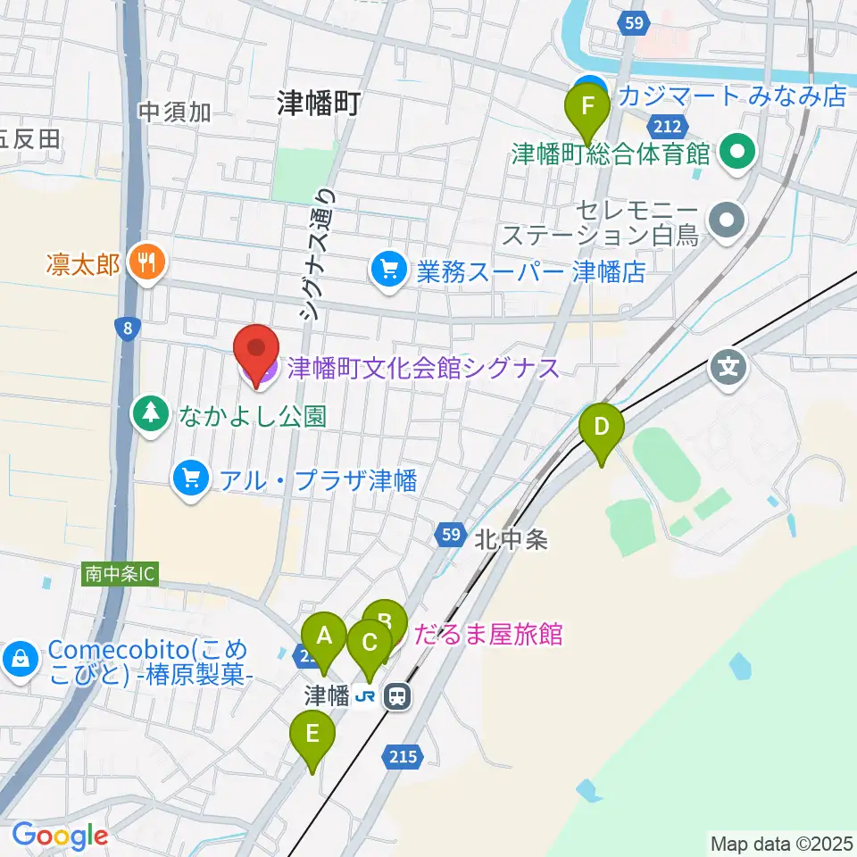 津幡町文化会館 シグナス周辺の駐車場・コインパーキング一覧地図