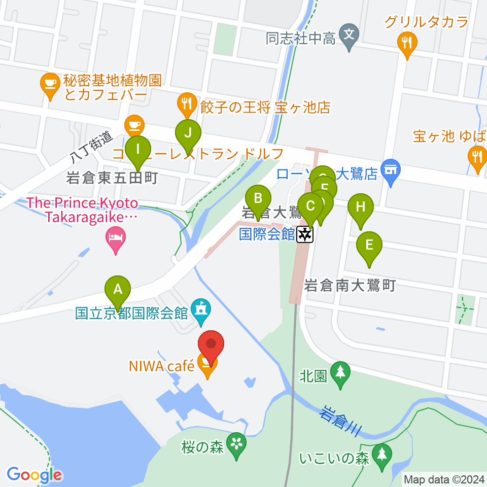 国立京都国際会館 ICC Kyoto周辺の駐車場・コインパーキング一覧地図