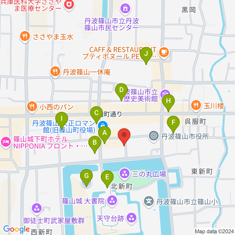 丹波篠山市立田園交響ホール周辺の駐車場・コインパーキング一覧地図