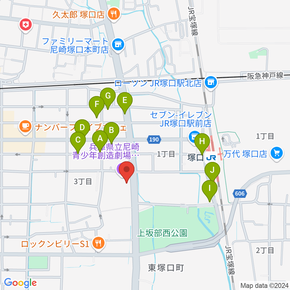 尼崎ピッコロシアター周辺の駐車場・コインパーキング一覧地図