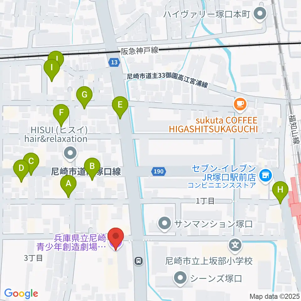 尼崎ピッコロシアター周辺の駐車場・コインパーキング一覧地図