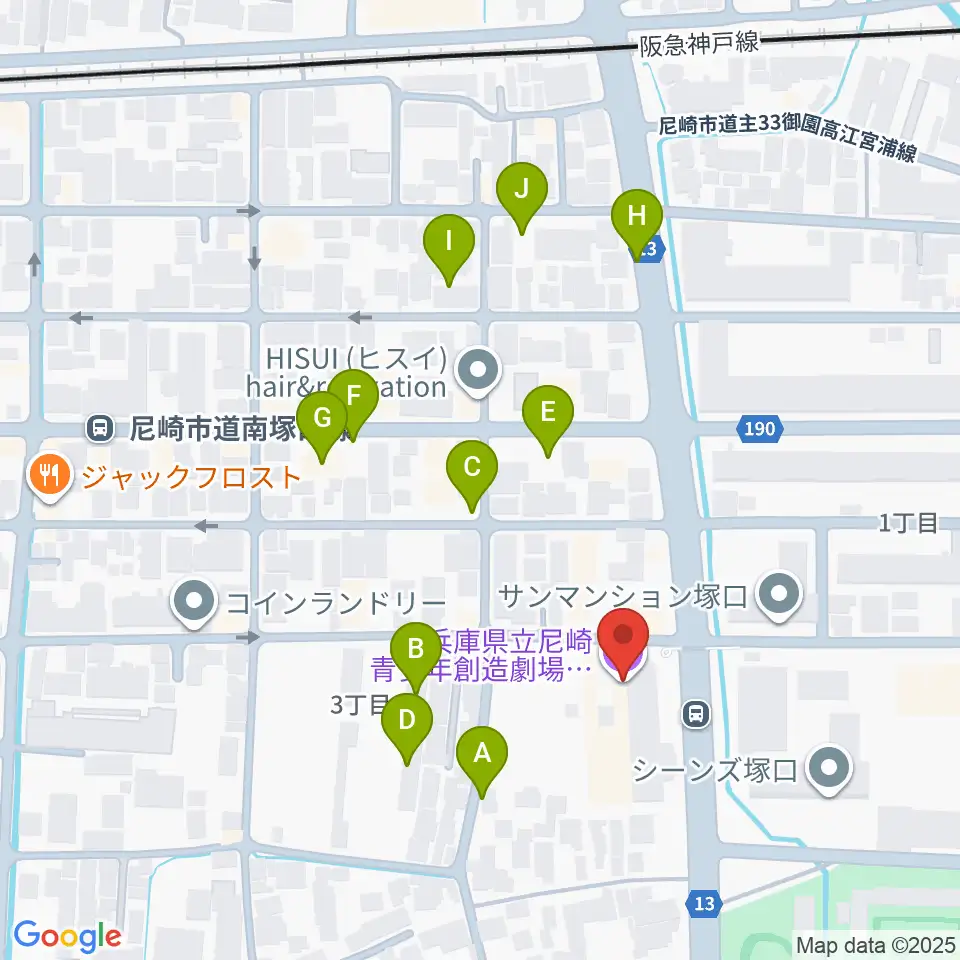尼崎ピッコロシアター周辺の駐車場・コインパーキング一覧地図
