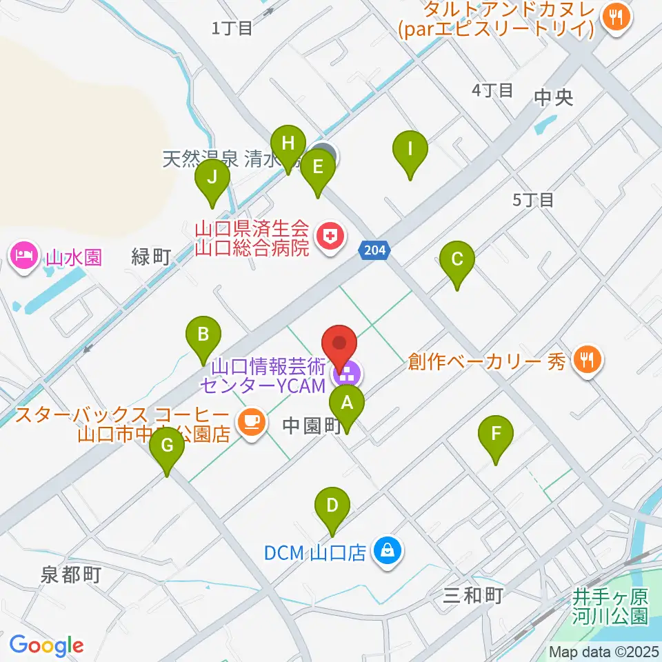 山口情報芸術センターYCAM周辺の駐車場・コインパーキング一覧地図