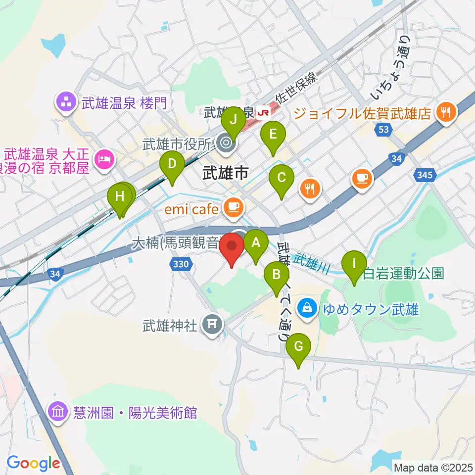 武雄市文化会館周辺の駐車場・コインパーキング一覧地図