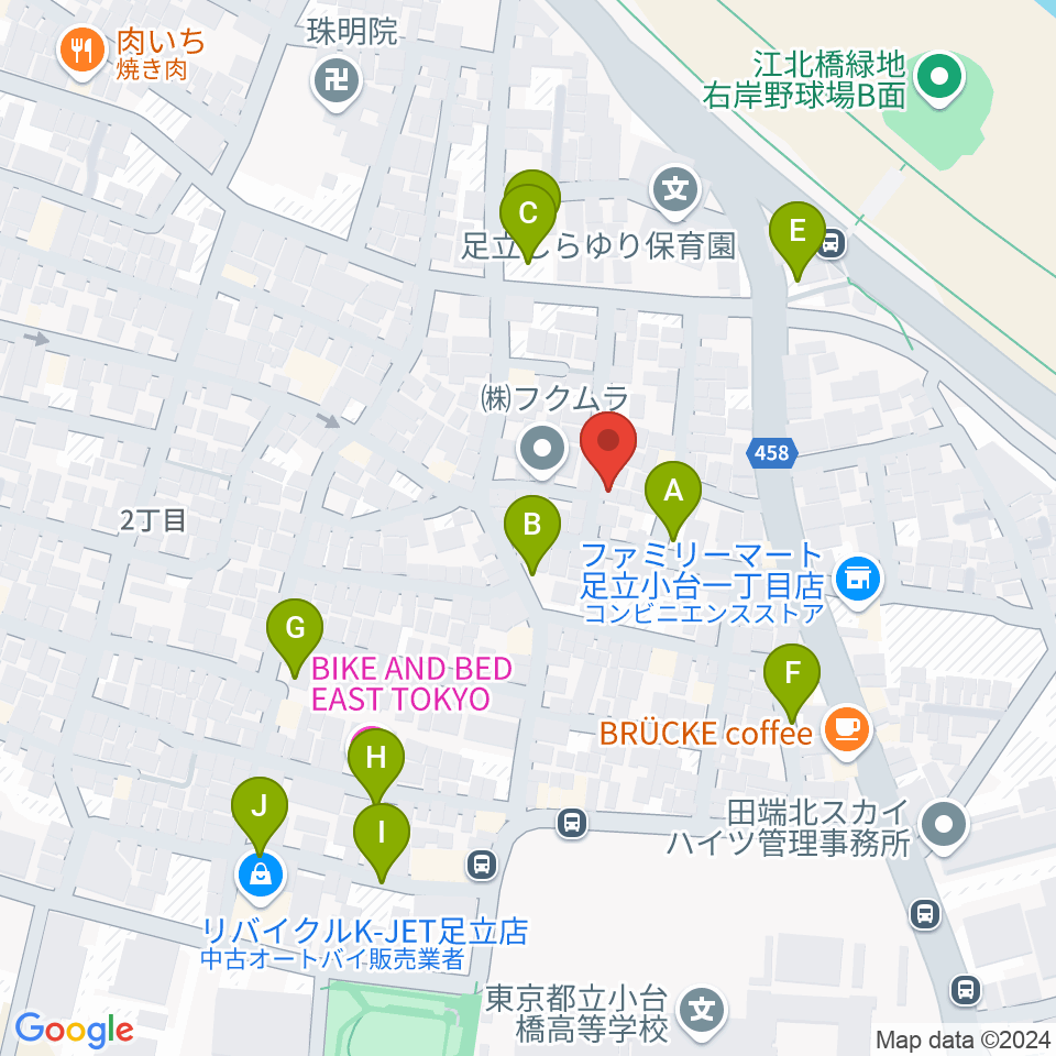 東音楽器足立センター周辺の駐車場・コインパーキング一覧地図