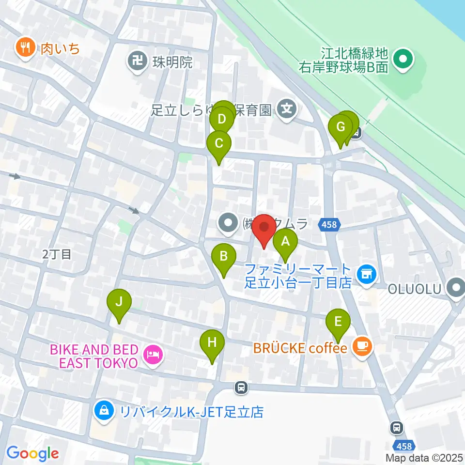 東音楽器足立センター周辺の駐車場・コインパーキング一覧地図