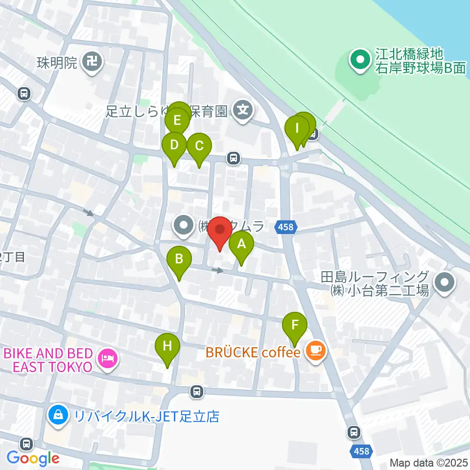 東音楽器足立センター周辺の駐車場・コインパーキング一覧地図