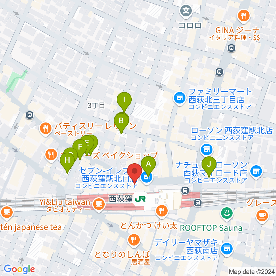 西荻窪ココパーム周辺の駐車場・コインパーキング一覧地図